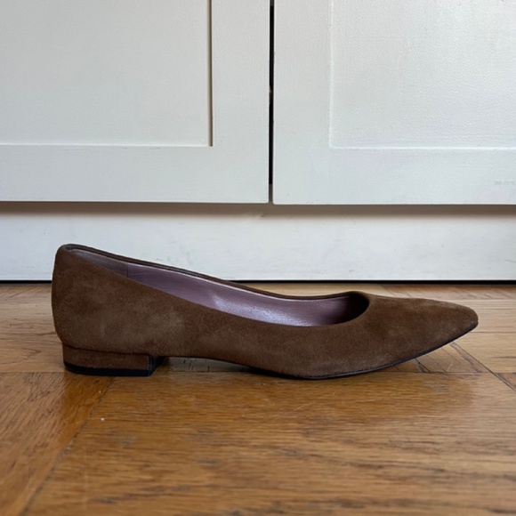 Miu Miu Pointed Toe Brown Suede Ballet Flats - 38.5 - Picture 5 of 7
